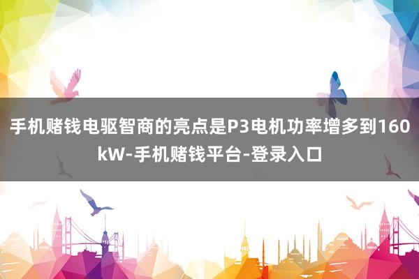 手机赌钱电驱智商的亮点是P3电机功率增多到160kW-手机赌钱平台-登录入口