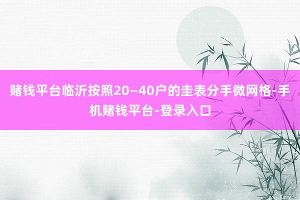 赌钱平台临沂按照20—40户的圭表分手微网格-手机赌钱平台-登录入口
