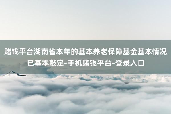 赌钱平台湖南省本年的基本养老保障基金基本情况已基本敲定-手机赌钱平台-登录入口