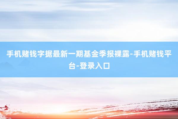 手机赌钱字据最新一期基金季报裸露-手机赌钱平台-登录入口