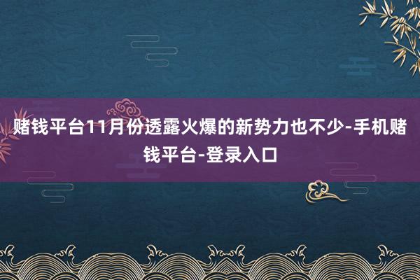 赌钱平台11月份透露火爆的新势力也不少-手机赌钱平台-登录入口