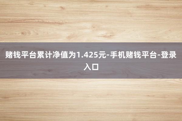 赌钱平台累计净值为1.425元-手机赌钱平台-登录入口