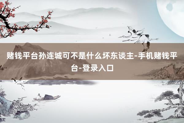赌钱平台孙连城可不是什么坏东谈主-手机赌钱平台-登录入口