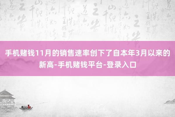 手机赌钱11月的销售速率创下了自本年3月以来的新高-手机赌钱平台-登录入口