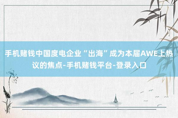 手机赌钱中国度电企业“出海”成为本届AWE上热议的焦点-手机赌钱平台-登录入口