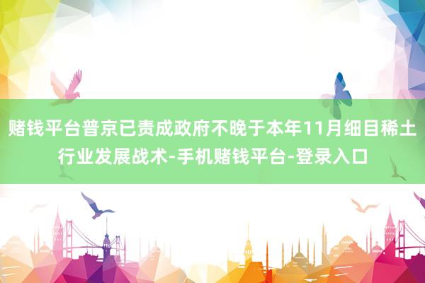 赌钱平台普京已责成政府不晚于本年11月细目稀土行业发展战术-手机赌钱平台-登录入