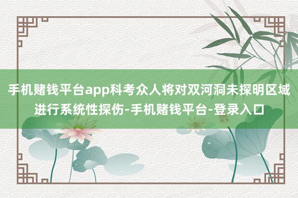 手机赌钱平台app科考众人将对双河洞未探明区域进行系统性探伤-手机赌钱平台-登录