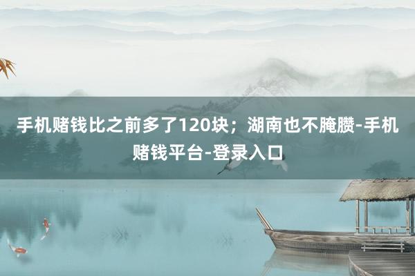手机赌钱比之前多了120块；湖南也不腌臜-手机赌钱平台-登录入口