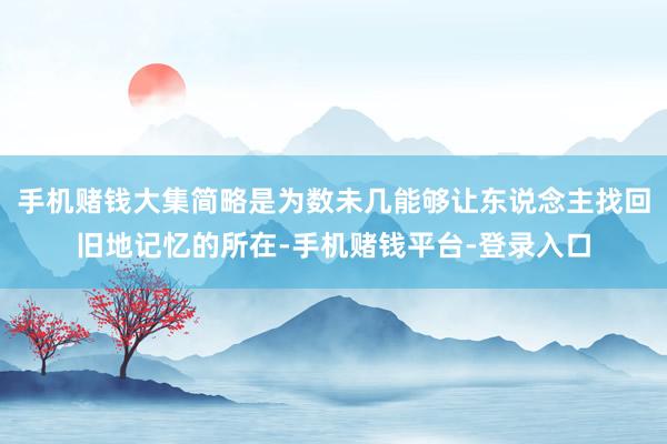 手机赌钱大集简略是为数未几能够让东说念主找回旧地记忆的所在-手机赌钱平台-登录入