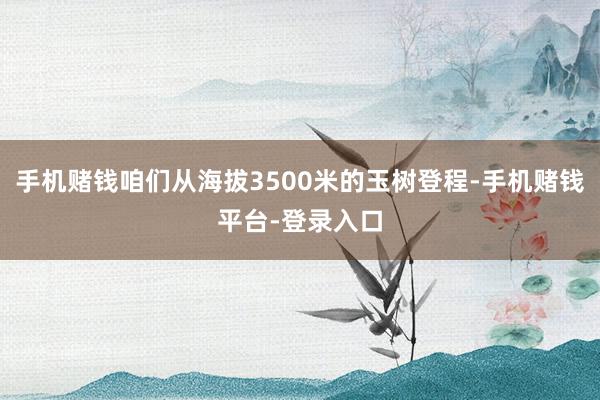 手机赌钱咱们从海拔3500米的玉树登程-手机赌钱平台-登录入口