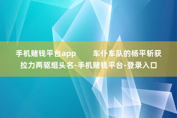 手机赌钱平台app 车仆车队的杨平斩获拉力两驱组头名-手机赌钱平台-登录入口
