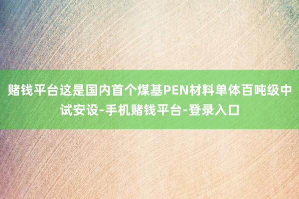 赌钱平台这是国内首个煤基PEN材料单体百吨级中试安设-手机赌钱平台-登录入口
