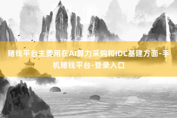 赌钱平台主要用在AI算力采购和IDC基建方面-手机赌钱平台-登录入口
