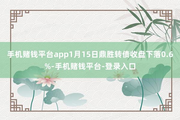 手机赌钱平台app1月15日鼎胜转债收盘下落0.6%-手机赌钱平台-登录入口