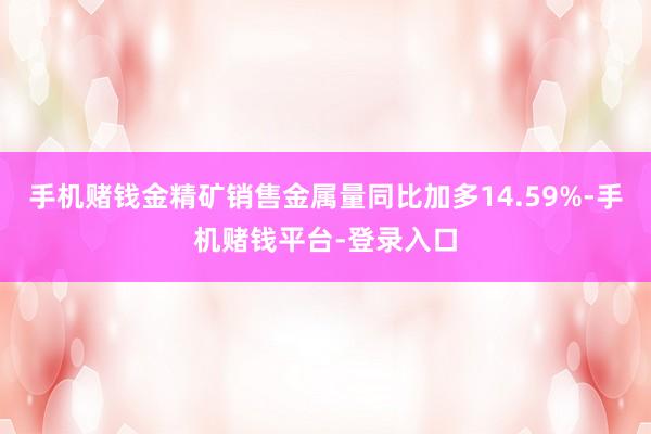 手机赌钱金精矿销售金属量同比加多14.59%-手机赌钱平台-登录入口